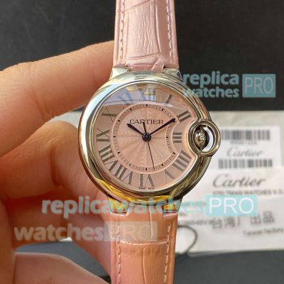 Clone TW factory Cartier Ballon Bleu pink face silver Roman mark women's watch 